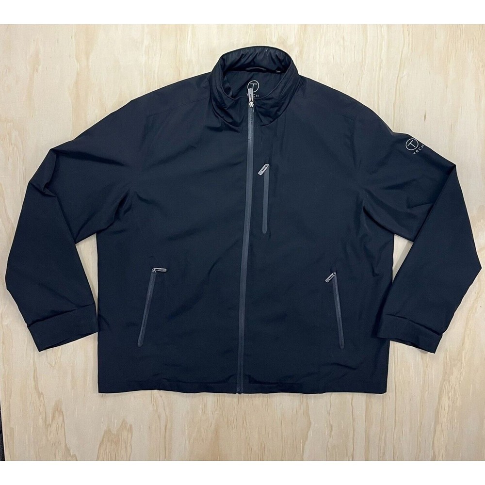 Tumi Tech Jacket Mens 2XL Full Zip Long Sleeve Softshell Hooded Pockets Black